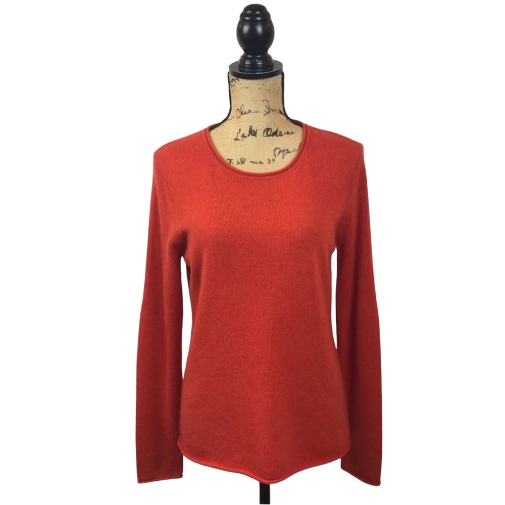 Cashmere Cache 2 Ply Cashmere Sweater Orange